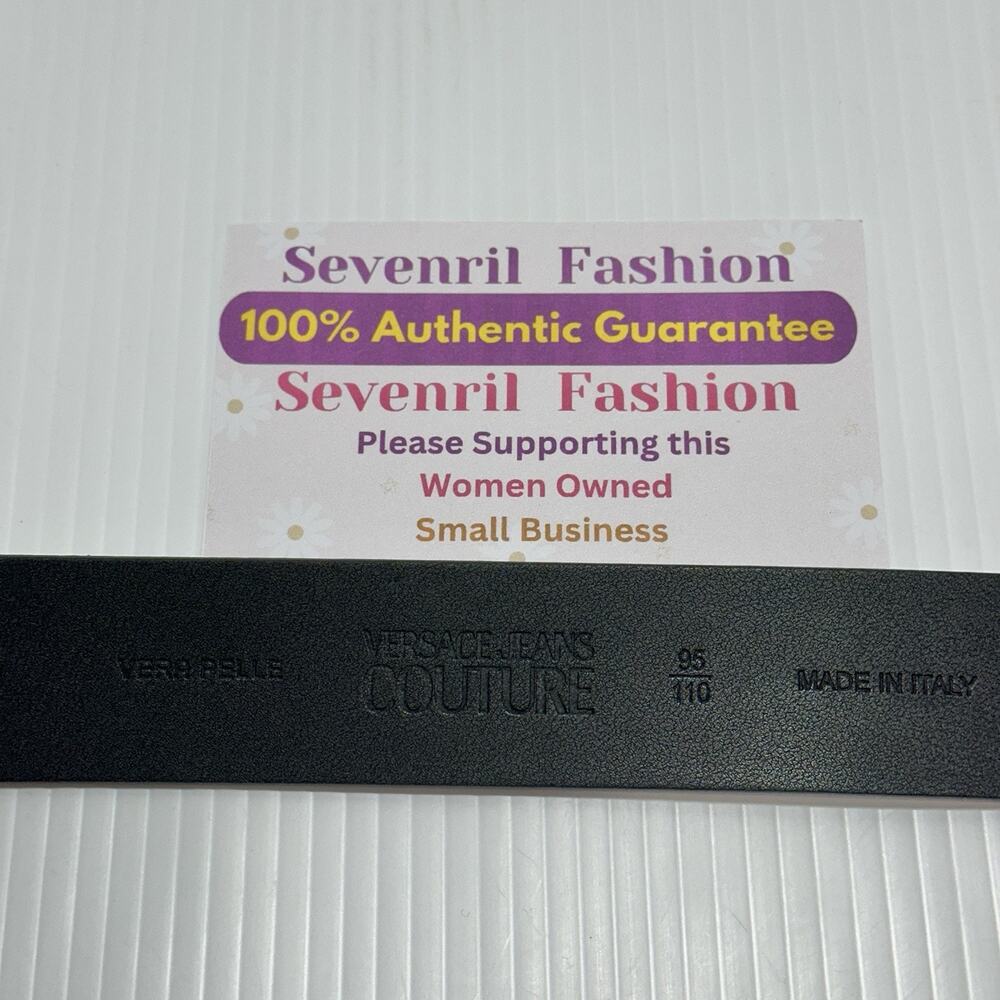 Versace Jeans Couture Belt Women 95/ 38/ M White Genuine Leather Gold Buckle NWT - Picture 6 of 7